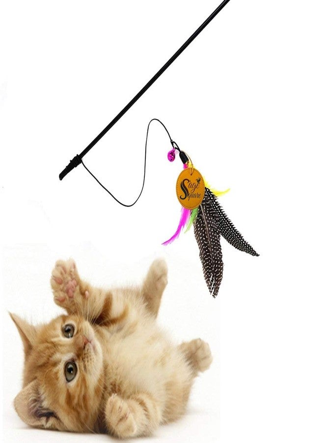 Sage Square Giant 48 cm Jumbo Size Cat Playful Pet-Friendly Toy, Feather Teaser Stick, Training Toy, Fixable Pet Interactive Toys for Cat/Kitten/Puppy (1pcs) (Random Color) - Image 1